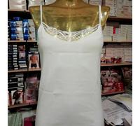 3 Canottiere donna Trevi a spalla stretta in cotone con profilo pizzo art 5158