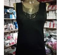 3 Canottiere donna Trevi spalla larga in filo scozia con profilo pizzo art 5159