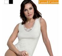 3 Canottiere donna Trevi spalla larga in lana cotone con bordo pizzo art. 141
