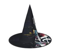 3 cappelli di Halloween - Strega nera note musicali stampa costume festa, donne uomini, cappello a punta corno, luce per Pasqua festiva