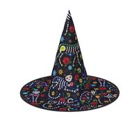 3 cappelli di Halloween - Strega Sugar Horror Skull Print Costume Party Donne Uomini Cappello Corno a Punta Luce per Feste Pasqua