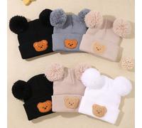 3 Cappelli lavorati a maglia con orsetti in colori casuali, un cappello caldo per bambini adatto per l'autunno e l'inverno, ideale come regalo natalizio o per il Ringraziamento per bambini e bambine.