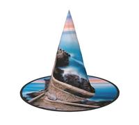 3 cappelli per Halloween, con stampa di faro, da strega, spiaggia, per donne, uomini, cappellino in corno a punta, luce per Pasqua