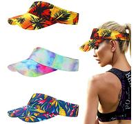 3 cappelli unisex per visiera estiva, protezione UV, visiere regolabili, visiera sportiva a tesa lunga più spessa per sport all'aria aperta (iridescente serie tropicale)