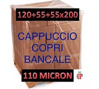 3 CAPPUCCI COPRI BANCALE PALLETS IN PLASTICA IMPERMEABILE LDPE 120+55+55x200 cm