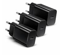 3 Caricatori USB-C 25W PD 3.0 Ricarica Rapida compatibile con iPhone 16/15/14/13/12,Samsung Galaxy S24/S23/S22/S21,Xiaomi,Huawei,Pixel,Oppo,OnePlus, Realme, iPad, Tablet Presa EU, neri