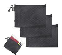 3 cartelle portadocumenti formato A5, impermeabili, in tessuto Oxford, colore nero, 24 x 18 cm, con chiusura lampo, per documenti, per scuola, business, casa