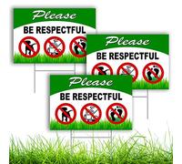 3 cartelli Keep Off Grass con paletto, 30,5 x 20,3 cm, double face, in coroplast, Keep Dogs Off, cartello per cani senza cacca e pipì, cartello per esterni