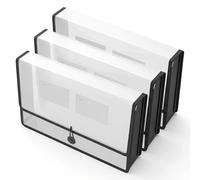 3 cartelline portadocumenti formato A4, organizer in plastica con chiusura a bottone automatico, 33,5 x 24 x 7 cm, cartella portadocumenti portatile con grande capacità per lavoro, scuola, casa e