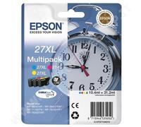 3 CARTUCCE ORIGINALI EPSON 27 XL SVEGLIA C13T27154010 (1.100 PAGINE) CIANO / MAG