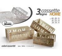 3 CASSETTE HOME SCATOLA CONTENITORE ORGANIZER SALVASPAZIO MULTIUSO 40-35-29 cm