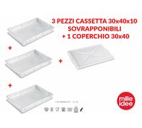 Giganplast Cassetta Portaimpasto Pane Pizza MOD.Service Cm.30X40X10 Colore Bianca