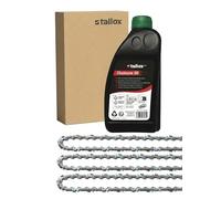 3 catene per motosega tallox PlusÖl, 1 l, 3/8", 1,3 mm, 52 TG, 35 cm, compatibili con Oregon, Bosch, Dolmar, Hitachi, Echo, Einhell, Husqvarna e altri.