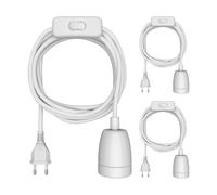 3 cavi tessili LEHA II con spina e interruttore bianco lucido, 3 m, con presa in