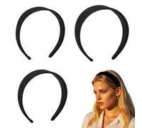 3 cerchietti per capelli da donna, fascia per capelli, imbottita, semplice, antiscivolo, in velluto, solido, per ragazze, in plastica dura, alla moda, larga, media e sottile, per capelli