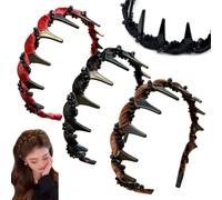 3 Cerchietti Per Capelli Vintage Con Perle Artificiali A Forma Di Cranio Alto, Cerchietti Con Denti Intrecciati, Accessori Per Capelli Classici Retrò Per Matrimoni, Feste E Uso Quotidiano (A)
