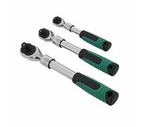 3 Chiavi Cricchetto 1/4" 3/8" 1/2" Estensibili 72 Denti Set Praticità Max
