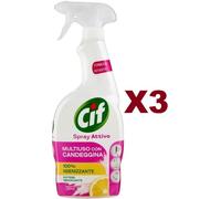 3 CIF SPRAY ATTIVO MULTIUSO CANDEGGINA 100% IGIENIZZANTE SBIANCANTE LIMONE 650ML