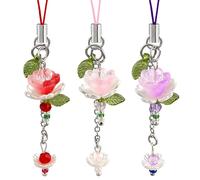 3 ciondoli per cellulare a forma di fiore di loto, con ciondolo a forma di fiore di loto, con ciondolo a forma di fiore