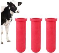 3 ciucci per vitelli con base fissa per l'alimentazione del latte, secchio di mucca, capezzoli, tettarelle, tettarelle in gomma morbida, per bovini, cavalli, asini (rosso)