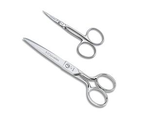 3 Claveles Set Multiuso, Cucito 6" + Forbici da ricamare Curva 4" Fai da Te, mansioni domestiche E Professionali, Argento, Standard