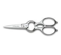 3 Claveles Tijera de cocina Varios USOS en Acero inoxidable de 20 cm, Brillo, Uso doméstico y Profesional, Corte, abre tarros, casca nueces, descapsulador, tijera multiusos