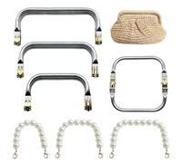 3 Clip in Alluminio Cloud Bag E 3 Catene di Perle per Borsa Corta, Accessori Fatti A Mano Fai da Te, Materiali per La Produzione di Borse, Telaio per Borsa con Manico all'Uncinetto.
