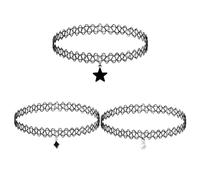 3 collane elastiche nere, per tatuaggi, 90, collana per tatuaggi con hennè, in tessuto cavo, per ragazze, donne, teen regalo (nero), 5*4*1, Plastica, Nessuna pietra preziosa