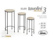 3 COLONNA TAVOLINI TAVOLO METALLO CASA INGRESSO SALOTTO PORTAPIANTE 70-60-50cm