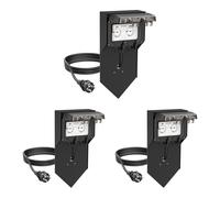 ledscom.de Colonnina con 3 prese POXO con picchetto da terra e cavo da 2 m per esterni, IP65, a 2 prese, nera, squadrata, 40 cm