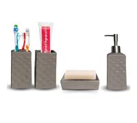[3 Colori] Set 4 Pezzi Accessori Bagno in Ceramica Sapone Spazzolini Dentifricio