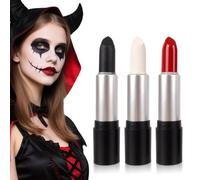 3 Colori Trucchi Halloween Matita,Rossetto Rosso Nero Bianco Colori Grassi Make Up per Viso Stick Trucco Halloween Viso,Body Painting Colori Vampiri Zombie Scheletri Clown Trucco per Feste Cosplay