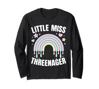 3 ° Compleanno 3 Anni Little Miss Threenager Girls Maglia a Manica