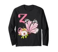 3° compleanno farfalla festa ragazze rosa monarca floreale tre Maglia a Manica