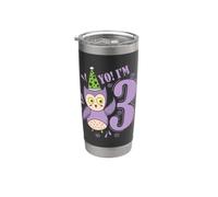 3° compleanno gufo bambino compleanno Bicchiere termico in acciaio inox doppia parete