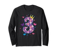 3° Compleanno I am Three Butterflies Maglia a Manica