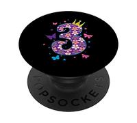 3° compleanno I am Three Butterflies PopSockets PopGrip Adesivo