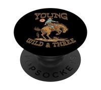 3 ° compleanno Rodeo Cowboy giovane selvaggio tre 3 year PopSockets PopGrip Adesivo