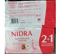 3 Conf. (9 Saponette) Nidra Saponelatte Delicato Pietra di Sapone Latte Mandorla