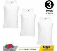3 Confezione Bianco Uomo Gilet Estate Canottiera Fotl Tinta Unita All Lavoro Gym