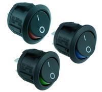 3 Confezione Rosso Blu Verde Acceso-Spento Rotondo 'Visi On' a Bilanciere A Spst