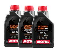 3 CONFEZIONI DA 1 LITRO OLIO MOTUL 100% SINTETICO SCOOTER 5W40 POWER 4T