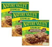 3 Confezioni di Barrette ai cereali NaturValley Avena e cioccolato, A base di avena integrale Senza lattosio, coloranti e conservanti, 30 Porzioni da 2 Barrette
