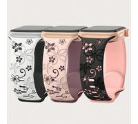 3 confezioni di braccialetti compatibili con 41mm 40mm 44mm 45mm 46mm 42mm 38mm 49mm per donna, con motivi floreali incisi, cinturini in silicone morbido e stile sportivo per Series SE 10 9 8 7 6 5 4