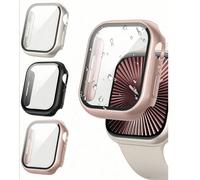 3 confezioni di Custodie 3 in 1 con Protezione dello Schermo Compatibili con Serie 10 9 SE 8 7 6 5 4 3 da 40mm 41mm 44mm 45mm 42mm 46mm 49mm, Copertura protettiva completa, Paraurti in Vetro Temperato