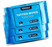 3 confezioni di salviette detergenti per tatuaggi di sapone verde, 60 pezzi, 20 pezzi per confezione di sapone verde per pulizia piercing forniture post-cura del tatuaggio