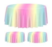 3 Confezioni Di Tovaglie Arcobaleno Pastello Per Tavolo Rotondo, 220x220cm Copritavolo Rotondo Arcobaleno Pastello Per Ragazze Decorazioni Per Feste Di Compleanno Arcobaleno Festa Principessa