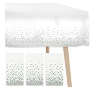 3 confezioni di tovaglie usa e getta, 137 x 274 cm, tavolo in plastica argentata, a pois coriandoli, tovaglia rettangolare per matrimoni, compleanni, vacanze, feste, eventi, decorazioni