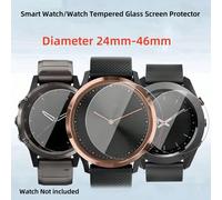 (3 Confezioni) Protezione per schermo di orologio rotondo universale in vetro temperato, protezione per schermo di orologio rotondo da 24 mm a 46 mm, fogli di vetro da 9H di durezza 0,3 mm, sottile, a