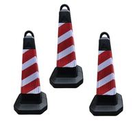 3 Coni Stradali da 65 Cm con Strisce Riflettenti, Birilli Stradali con Base Riempibile di Sabbia per Uso Stradale, Cantieri, Eventi e Parcheggi